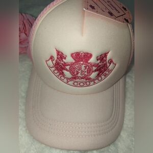 Juicy Couture Blush Pink Embroidered Dog Heritage Core Trucker Logo Hat NWT